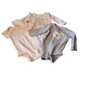Lot 3 Carter's 3 Month One Piece "Cutest Little Sister" Bear Bow